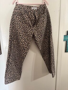 Abercrombie & Fitch Tan and Black Leopard Barrel Jeans